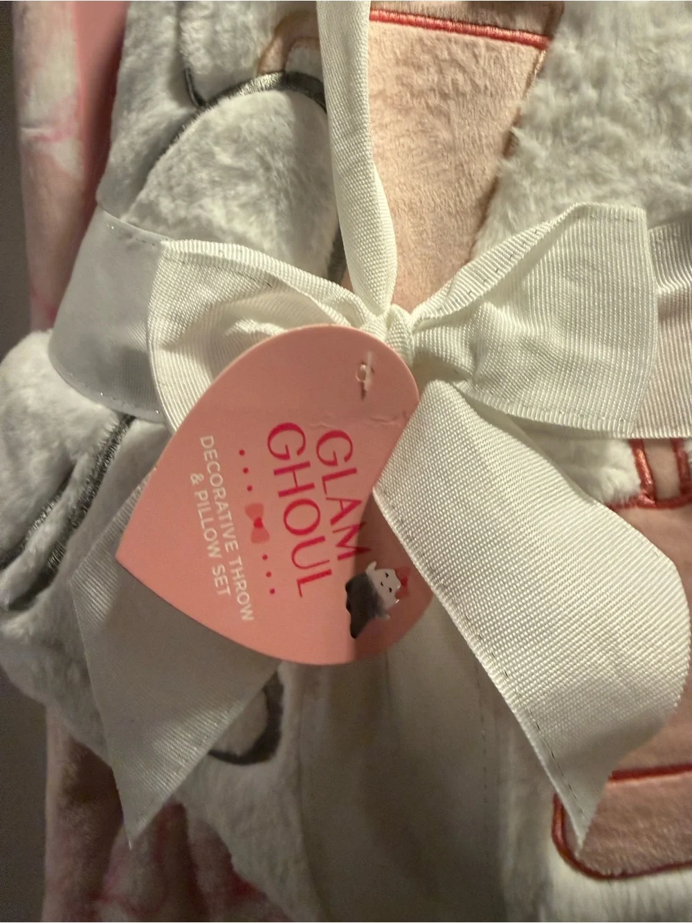 Glam Ghoul Pink Bow Ghost Halloween Blanket & Pillow Set Labubu Stanley Cup